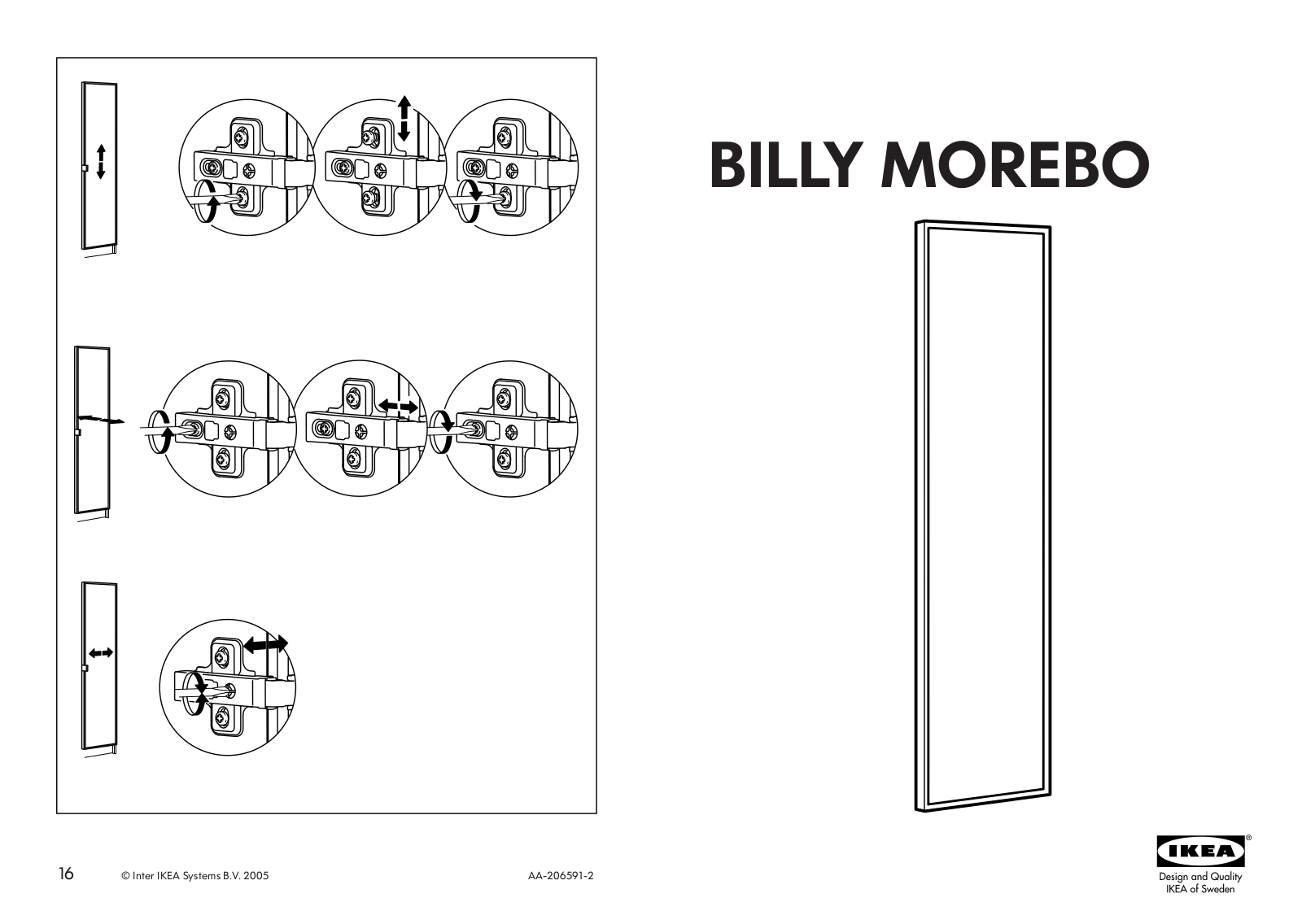 IKEA BILLY MOREBO GLASS DOOR 15 3-4X76 Assembly Instruction