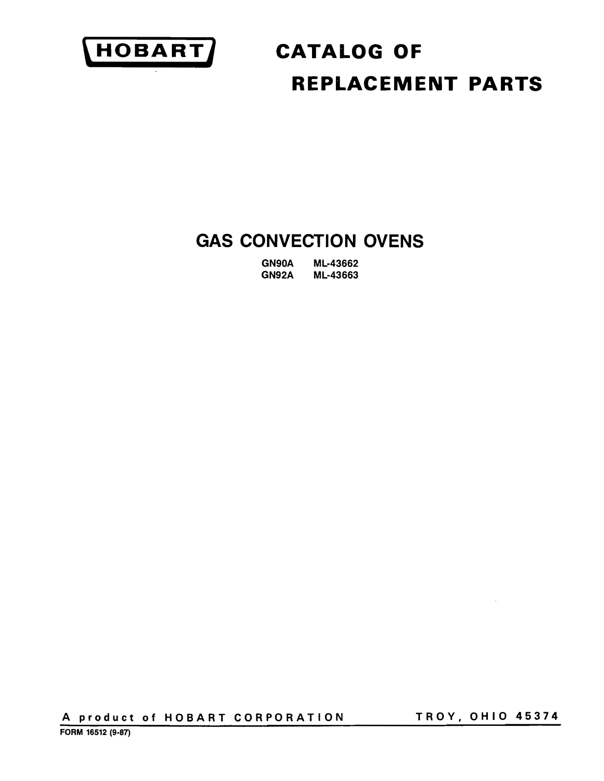 Hobart GN92A Parts Manual