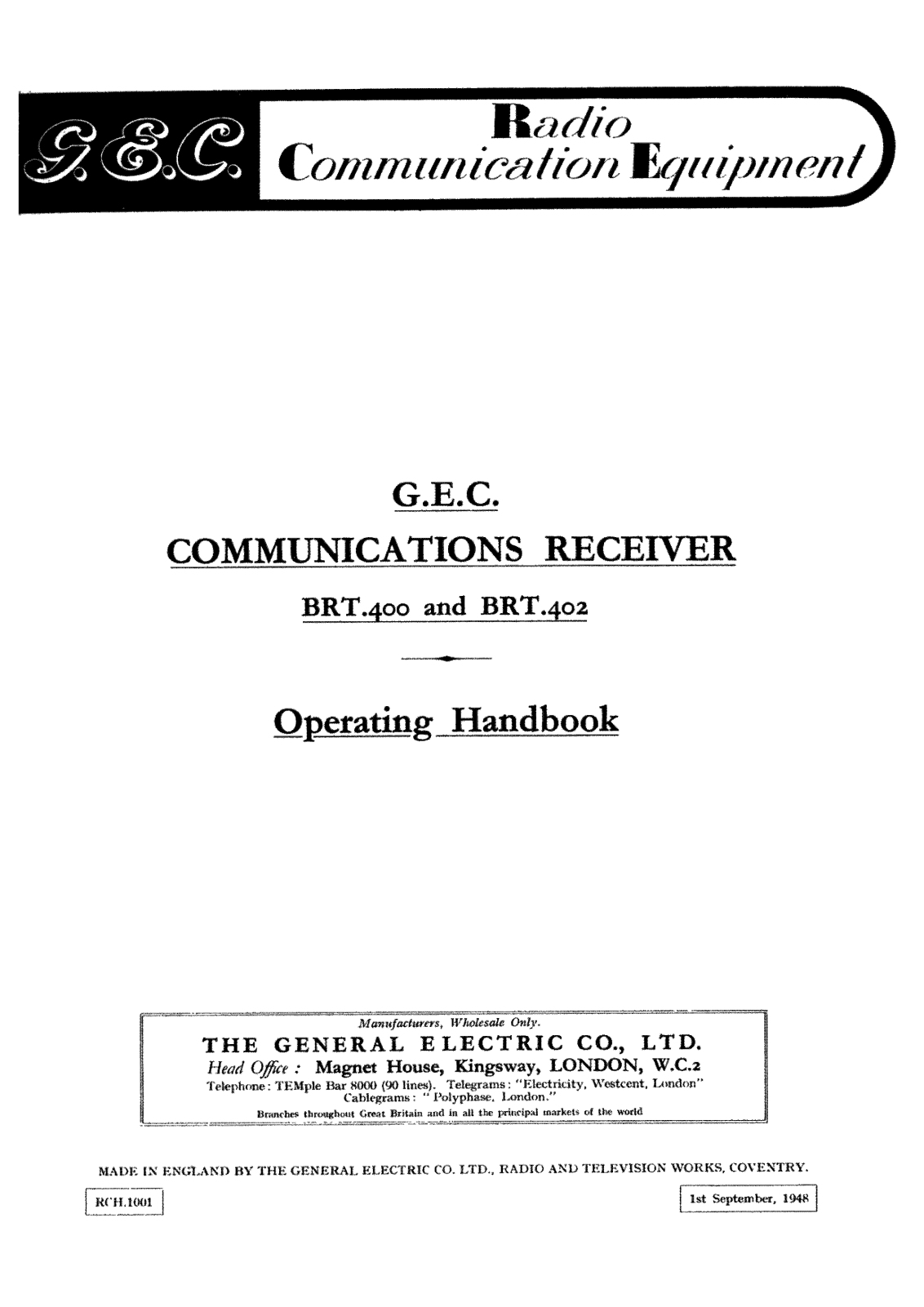 G.E.C BRT-400, BRT-402 User manual - ManualMachine.com