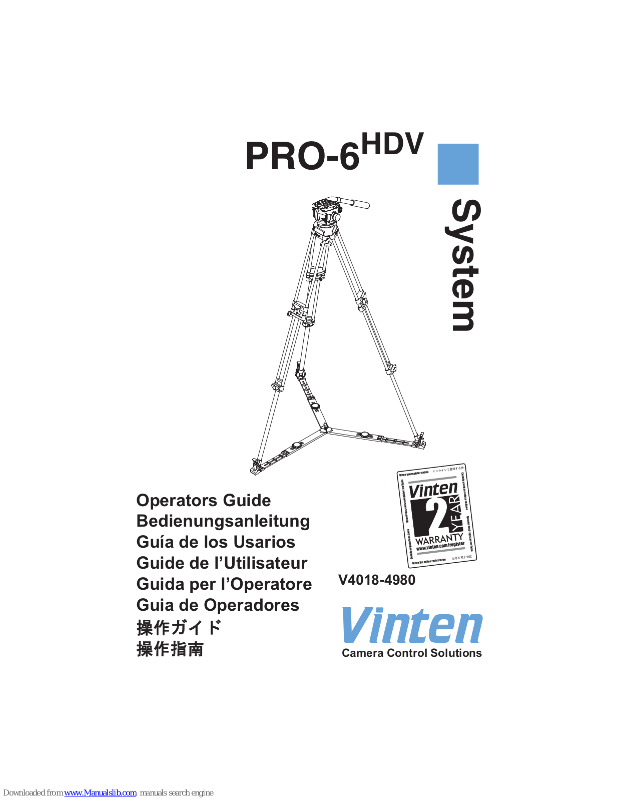 Vinten protouch PRO-6HDV Operator's Manual