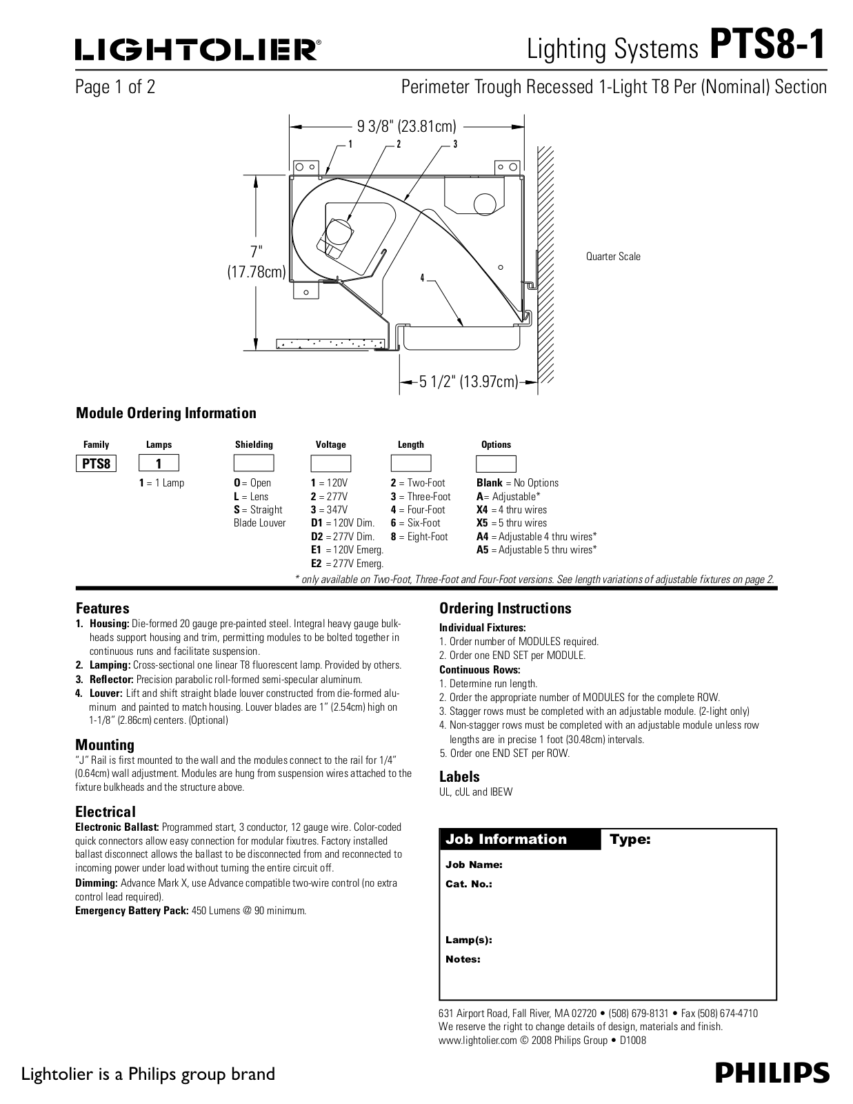 Lightolier PTS8-1 User Manual