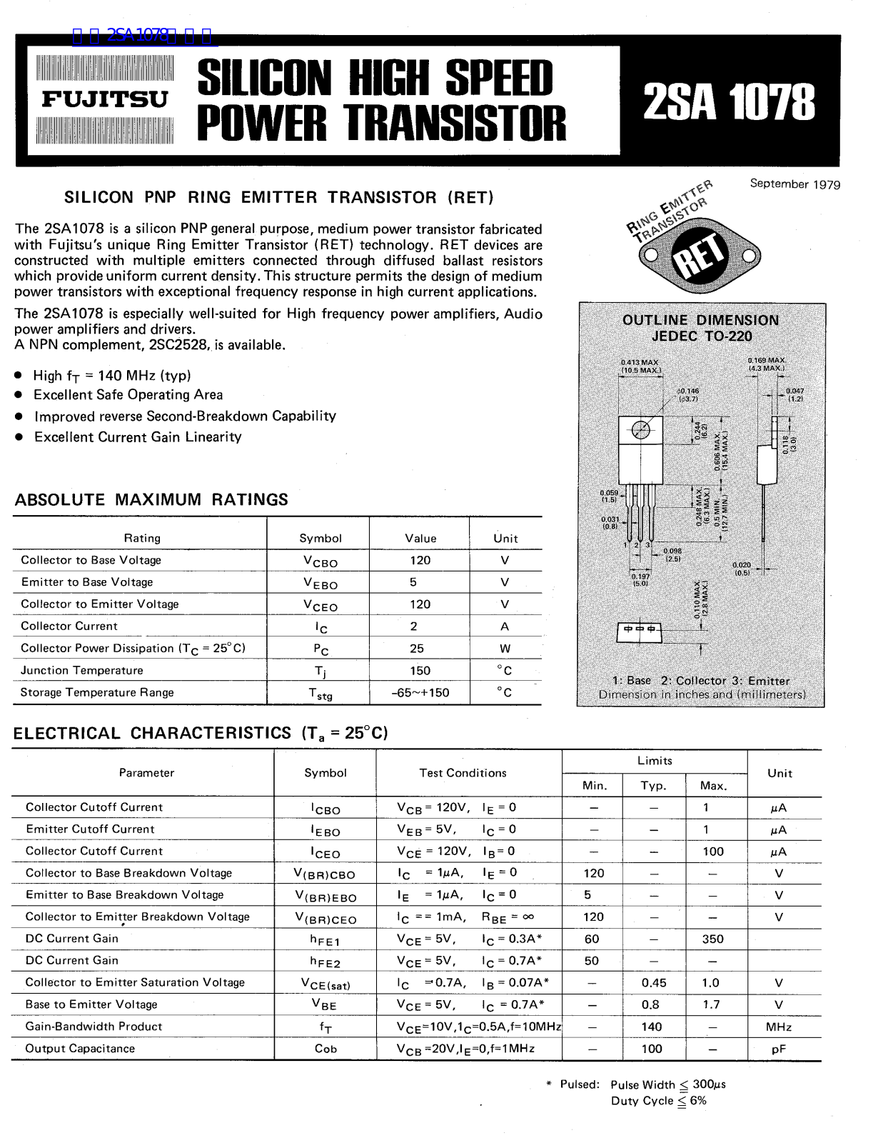 FUJITSU 2SA1078 Service Manual