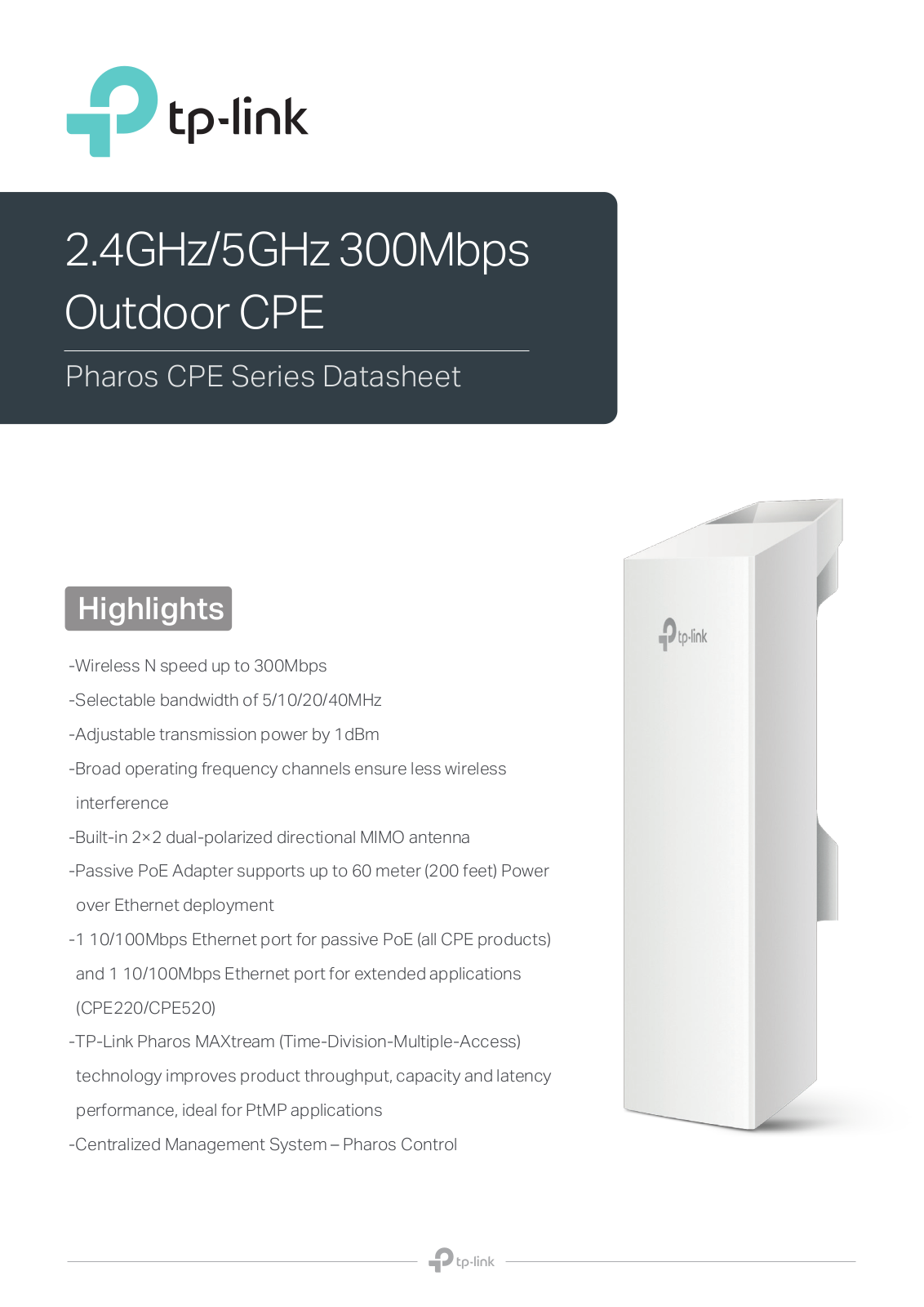 TP-Link CPE210 Specsheet