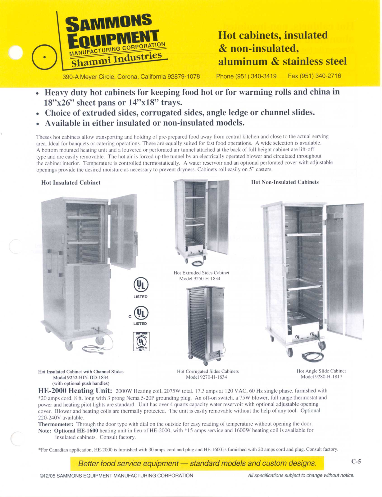 Sammons Equipment 2252-HIN-1826 User Manual