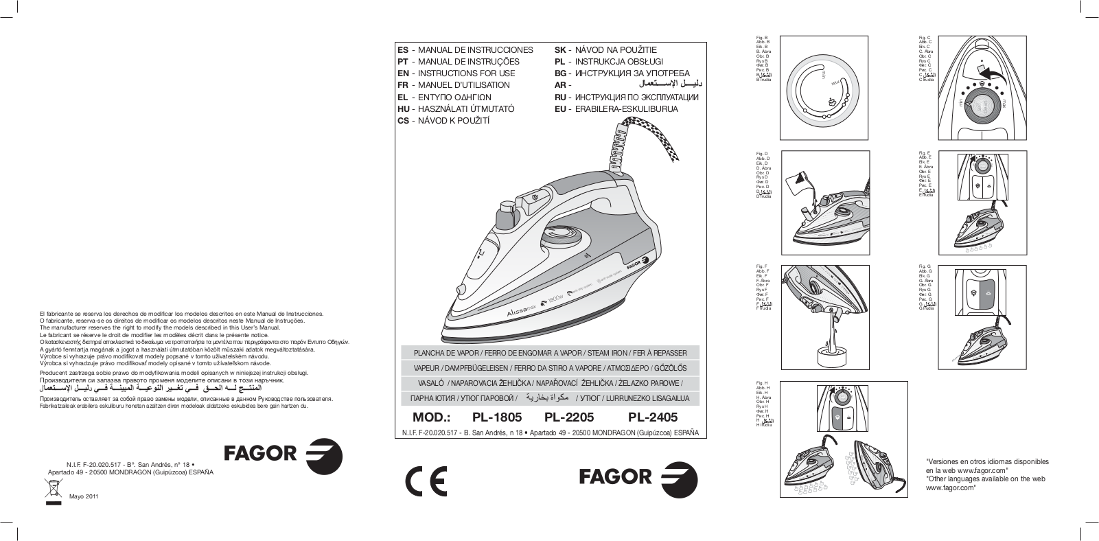 Fagor PL-1805 User Manual