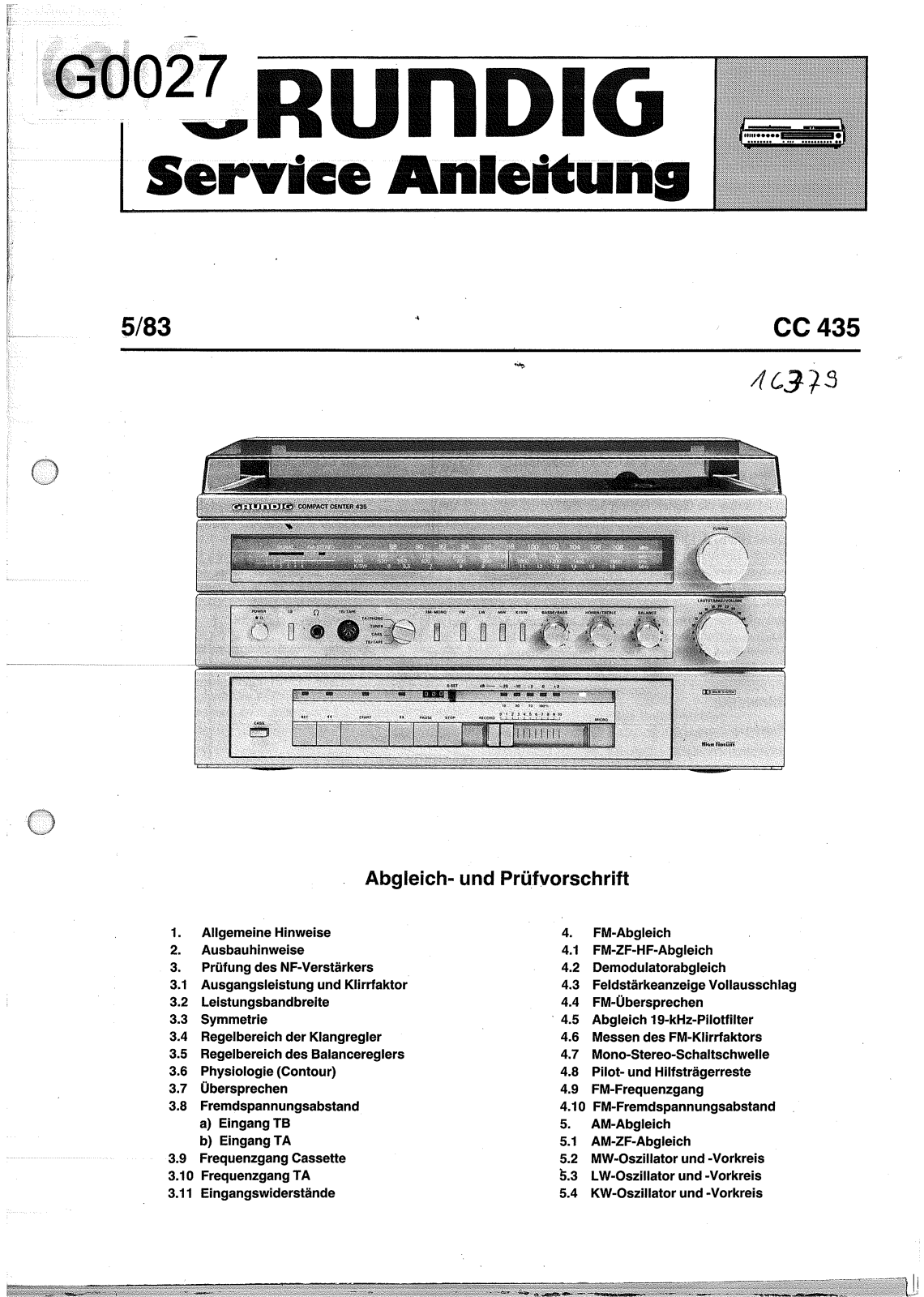 Grundig CC435 Schematic