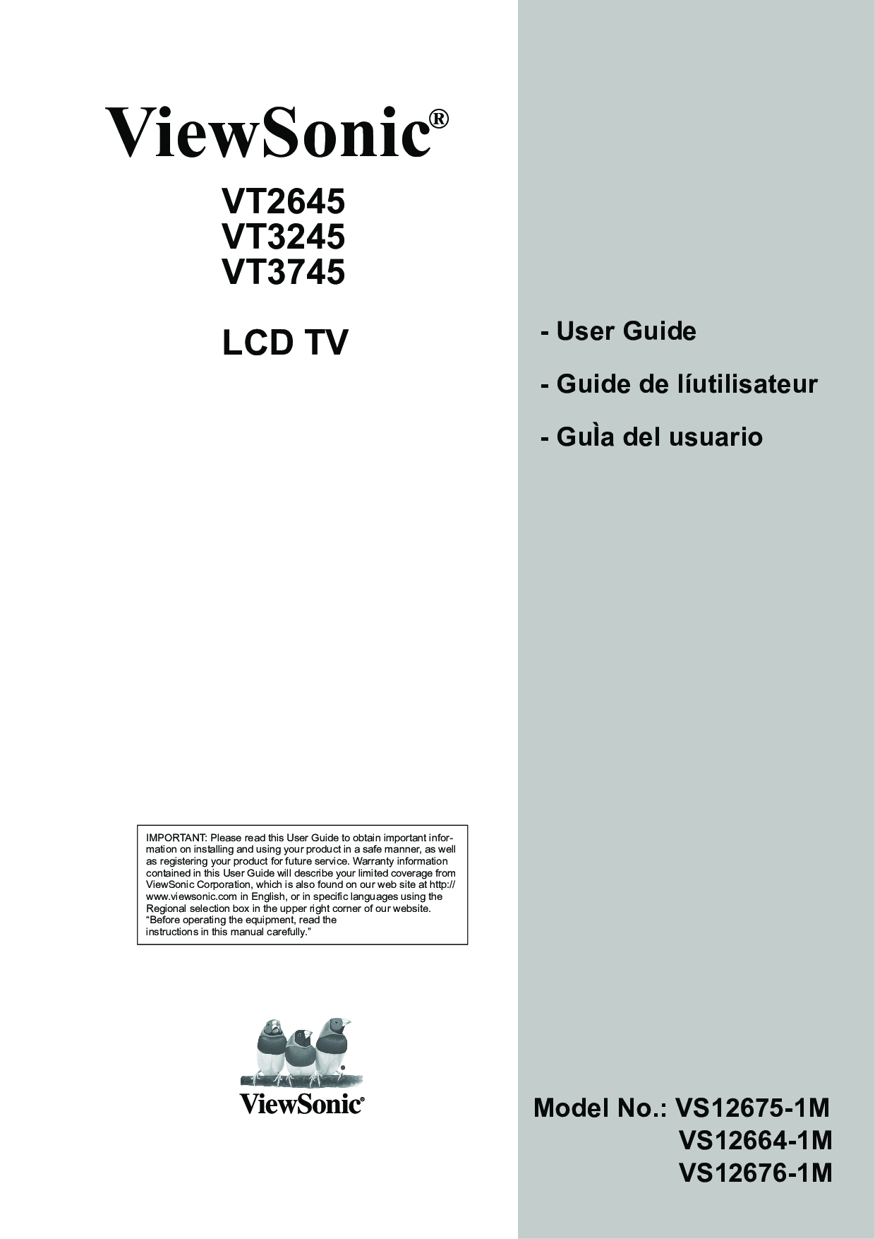 ViewSonic VT3745, VT3245, VT2645 User Manual