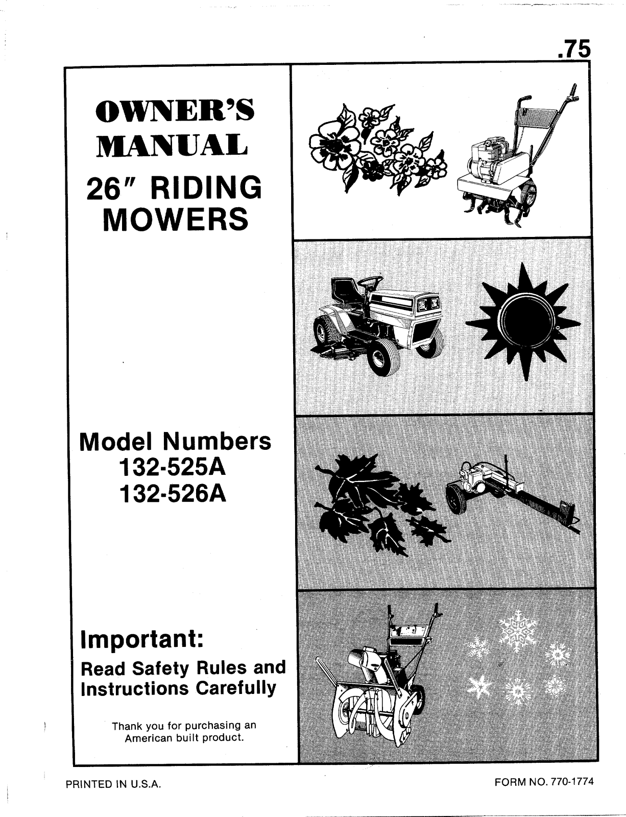 Bolens 132-525A, 132-526A User Manual