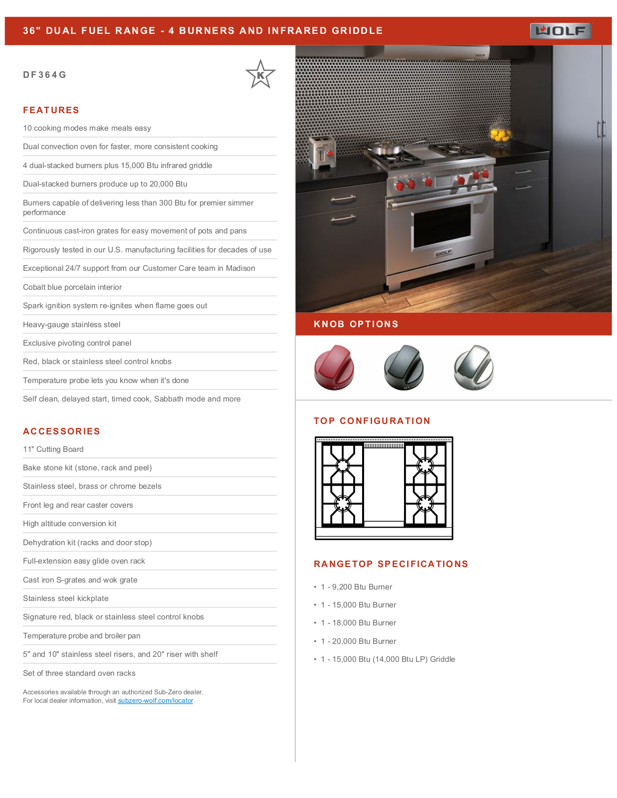 Wolf DF364GLP, DF364G Quick Reference manual