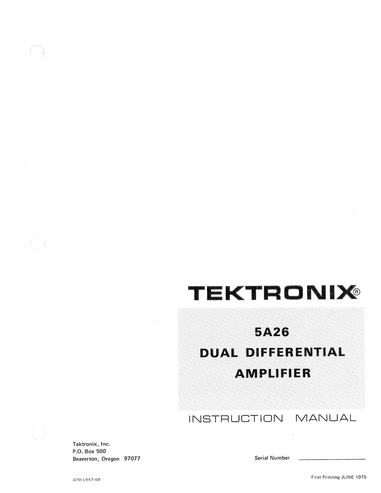 Tektronix 5A26 User Manual