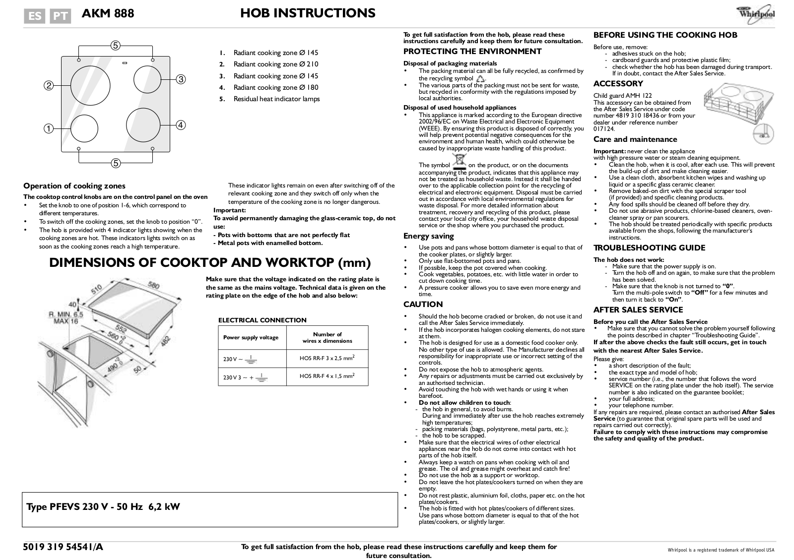 Whirlpool AKM 888/IX, AKM 888/IX/01, AKM 888/WH/01 INSTRUCTION FOR USE