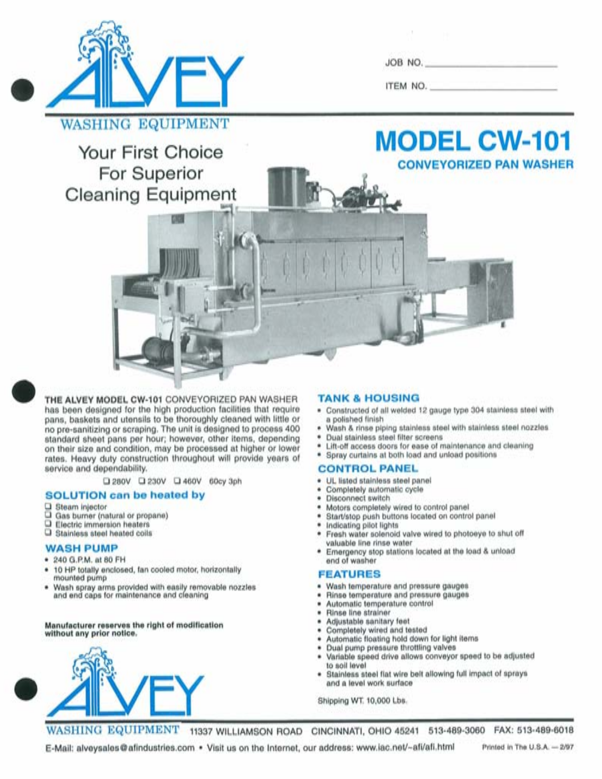 Alvey CW-101 Specifications - ManualMachine.com