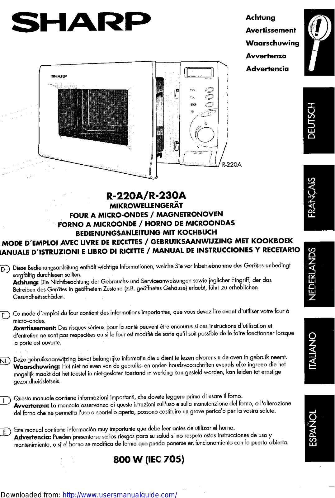 SHARP R-220A/230A User Manual