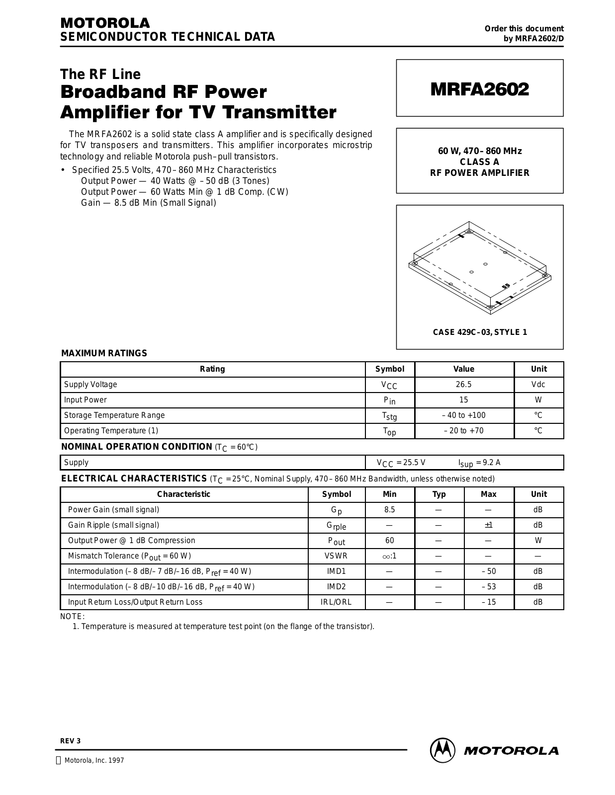 Motorola MRFA2602 Datasheet