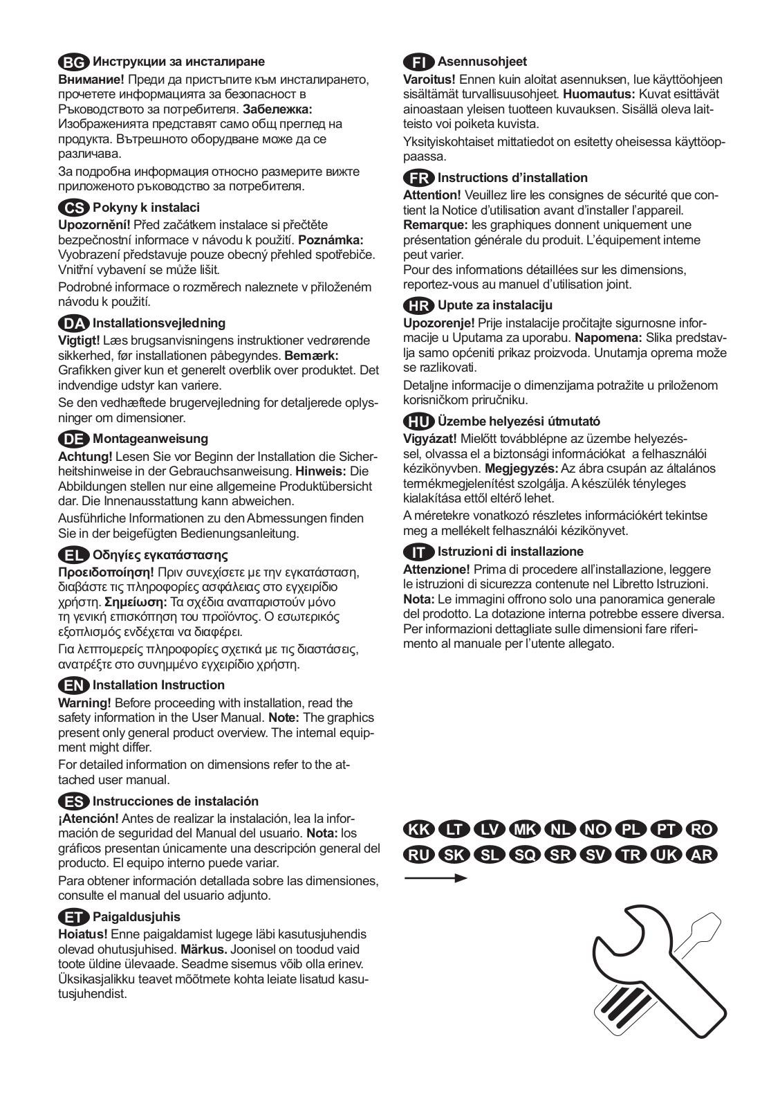 Aeg AGE72624NX, 925 070 204 Installation instructions - ManualMachine.com
