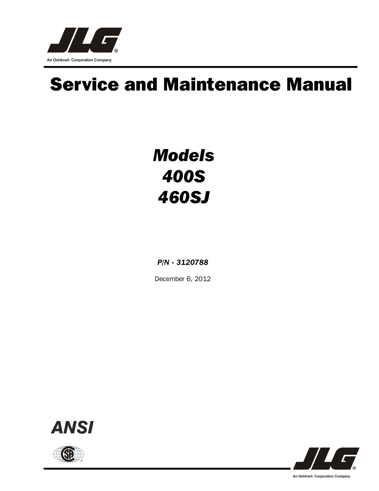 JLG 460SJ Service Manual