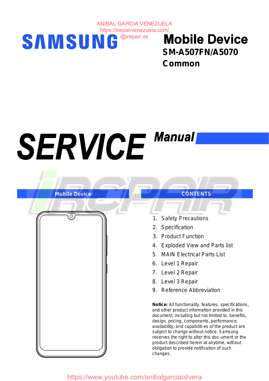 SAMSUNG SM-A5070 Service and repair manual