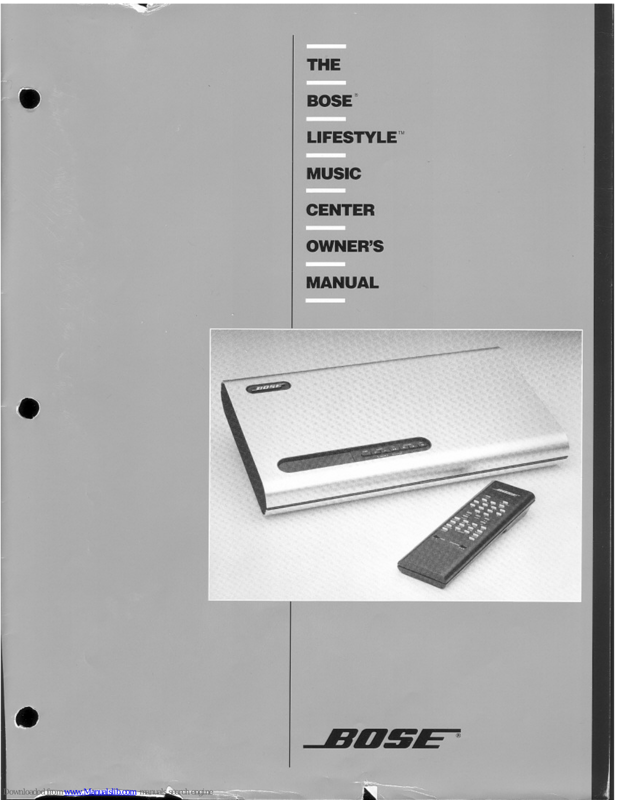 Bose Lifestyle 10 Music System, Lifestyle Music Center Owner's Manual