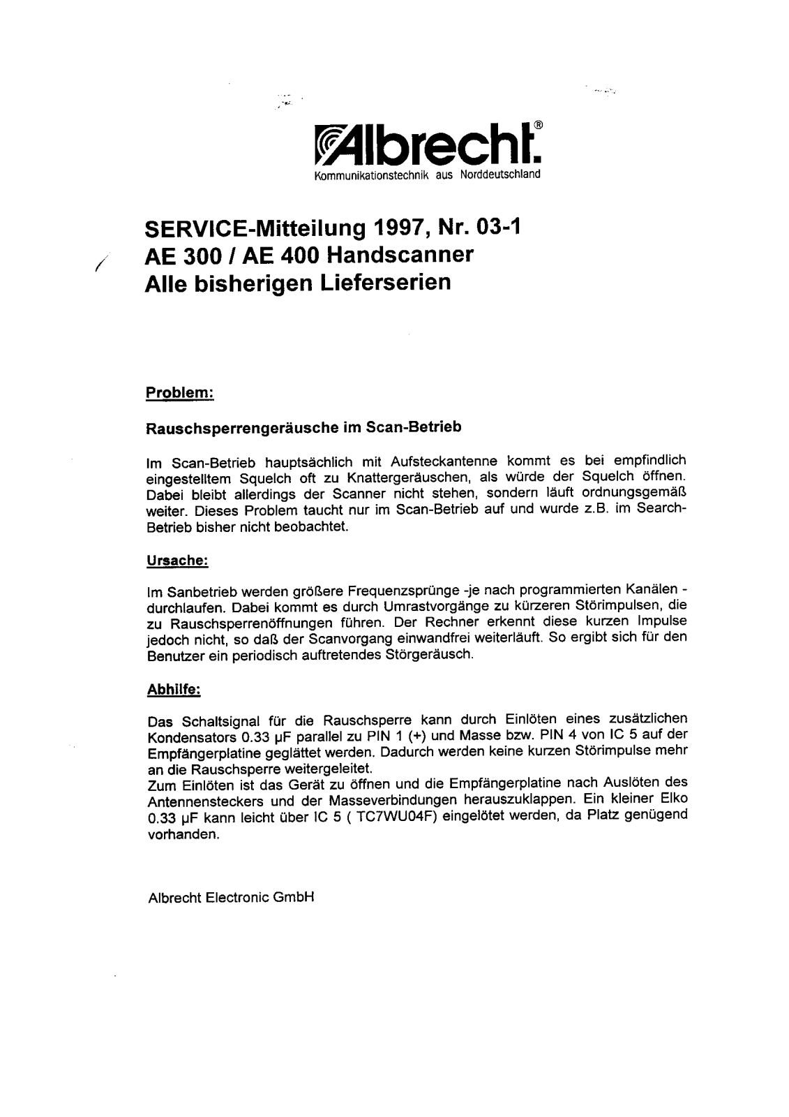 Albrecht ae300, SC AE 300 User Manual
