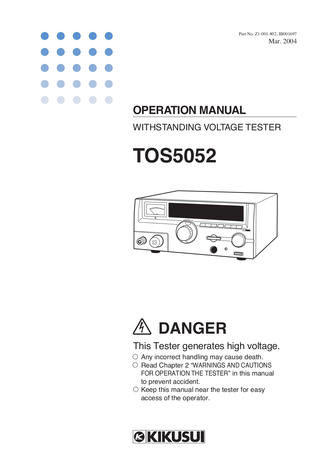 Kikusui Electronics Corporation TOS5052 User Manual