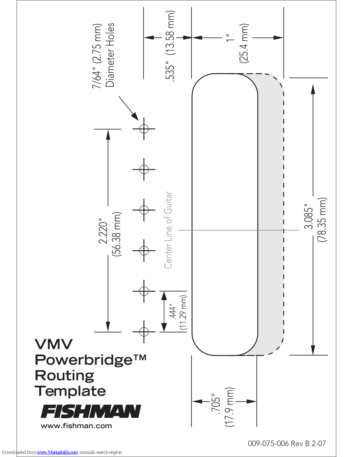 Fishman VMV POWERBRIDGE - ROUTING, VMV POWERBRIDGE Template Manual