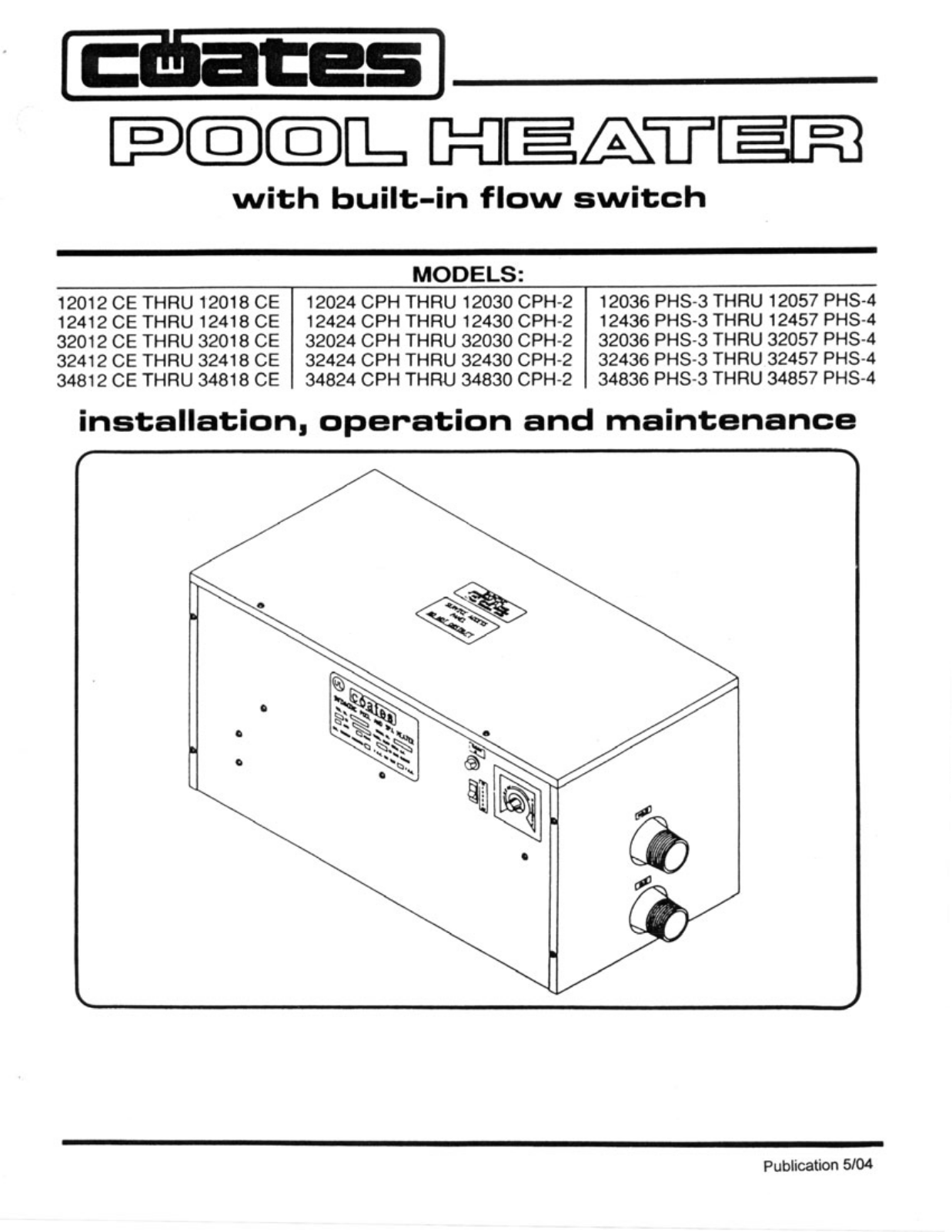 Coates Heater Co. 12415CE Installation  Manual