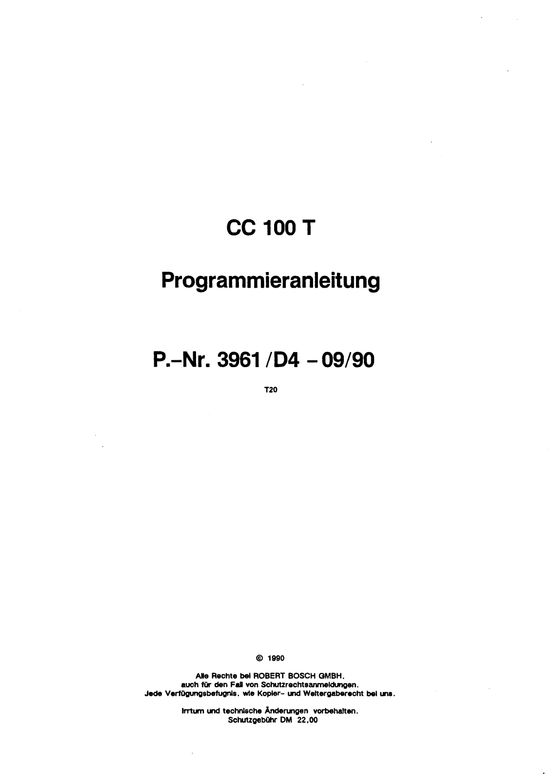 bosch CC 100 T User Manual