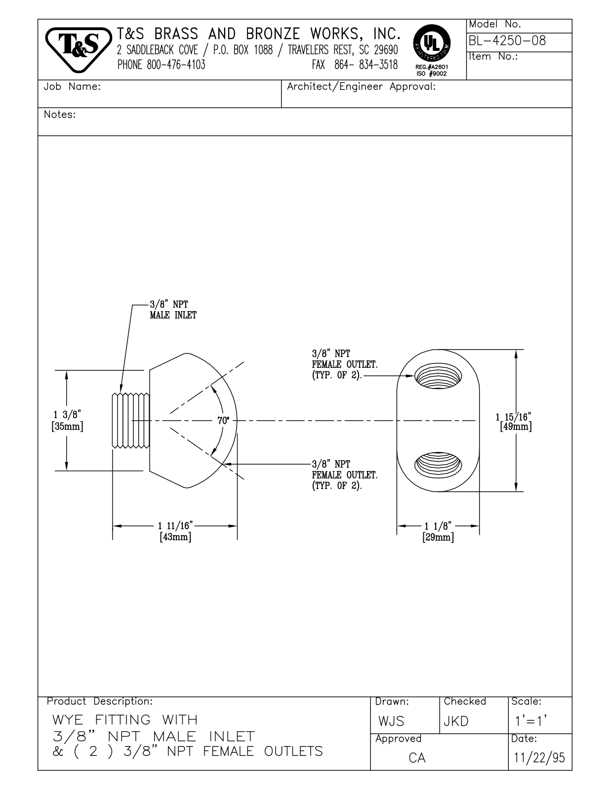 T&S Brass BL-4250-08 User Manual