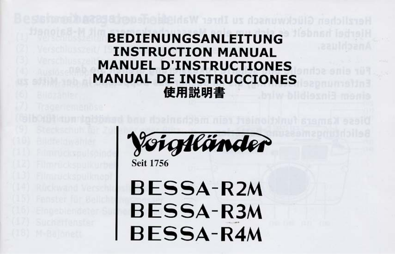 Voigtlander Bessa R2M, Bessa R3M, Bessa R4M Instruction Manual