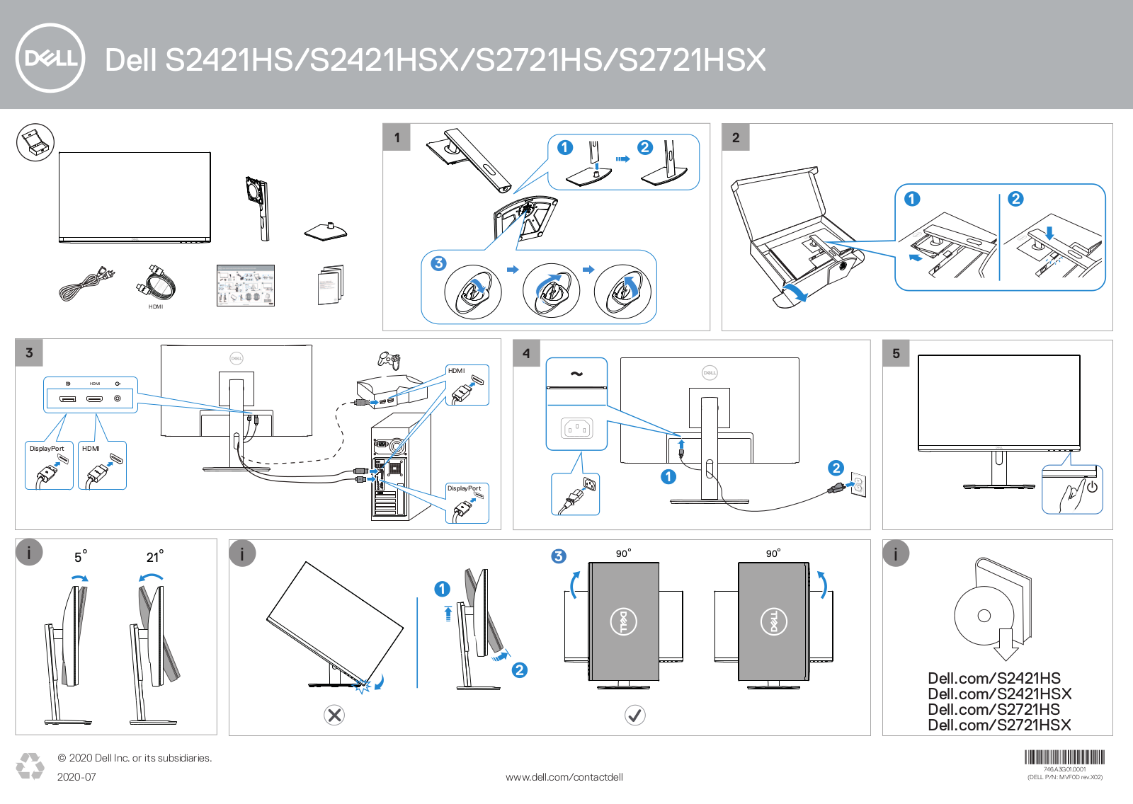 Dell S2421HS, S2421HSX, S2721HS, S2721HSX Installation manual