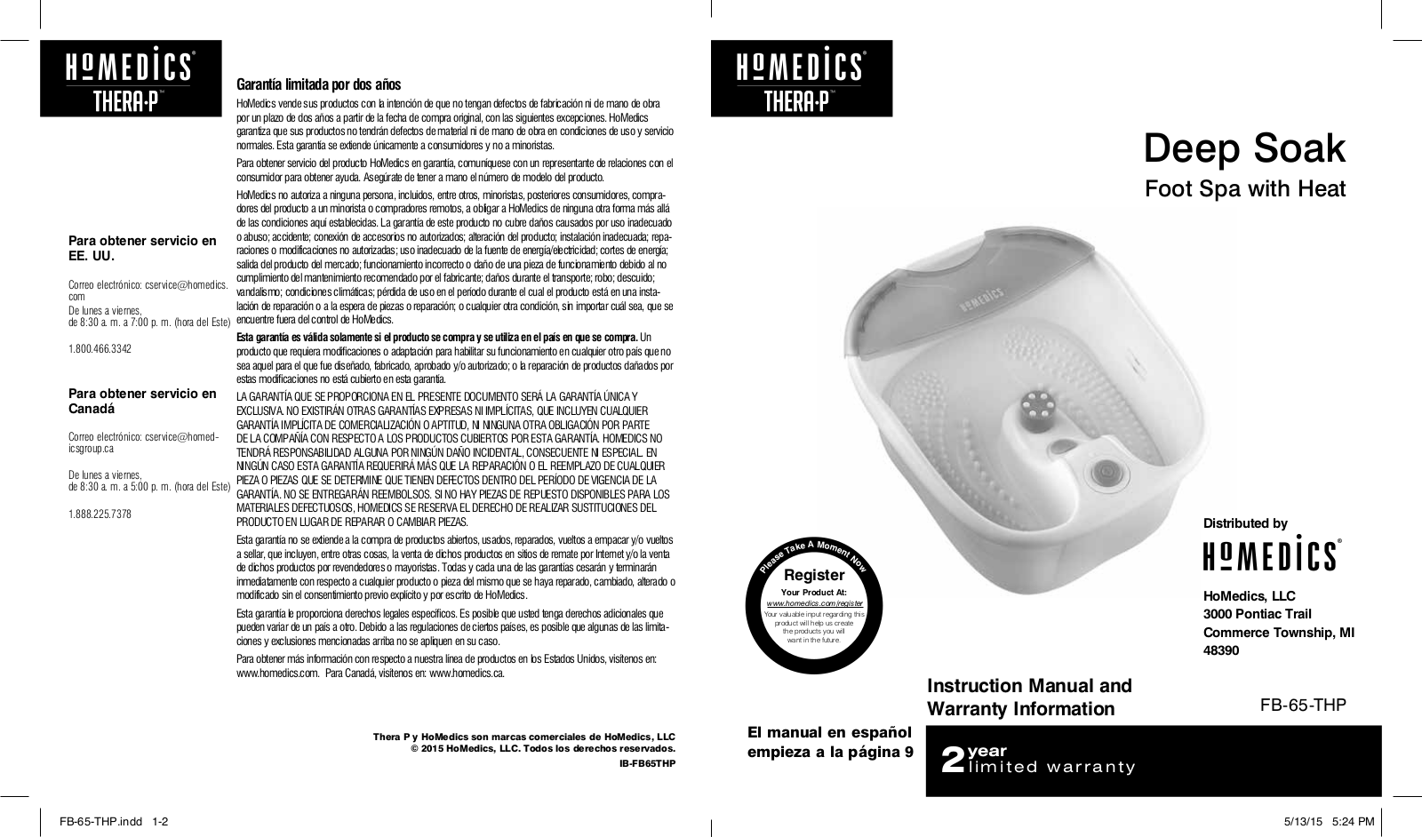 Homedics FB-65-THP Instruction Manual