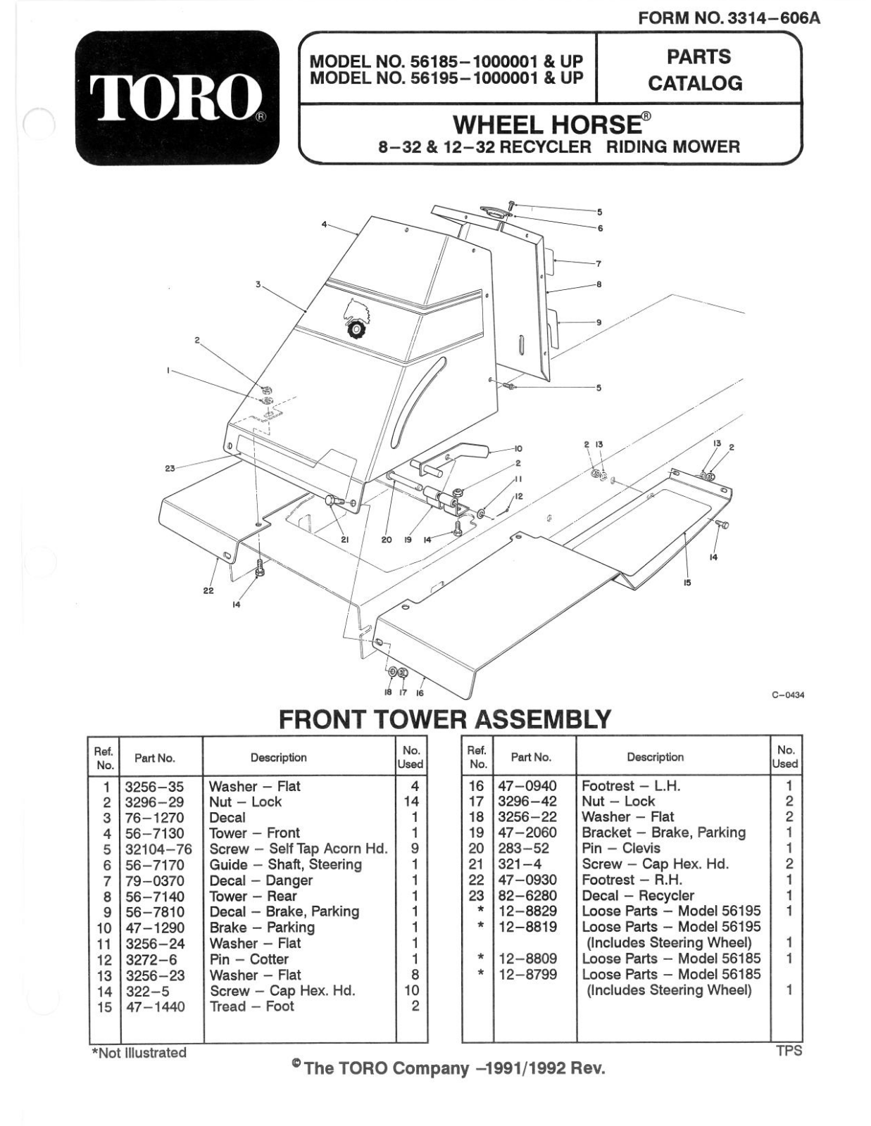 Toro 56185, 56195 Parts Catalogue