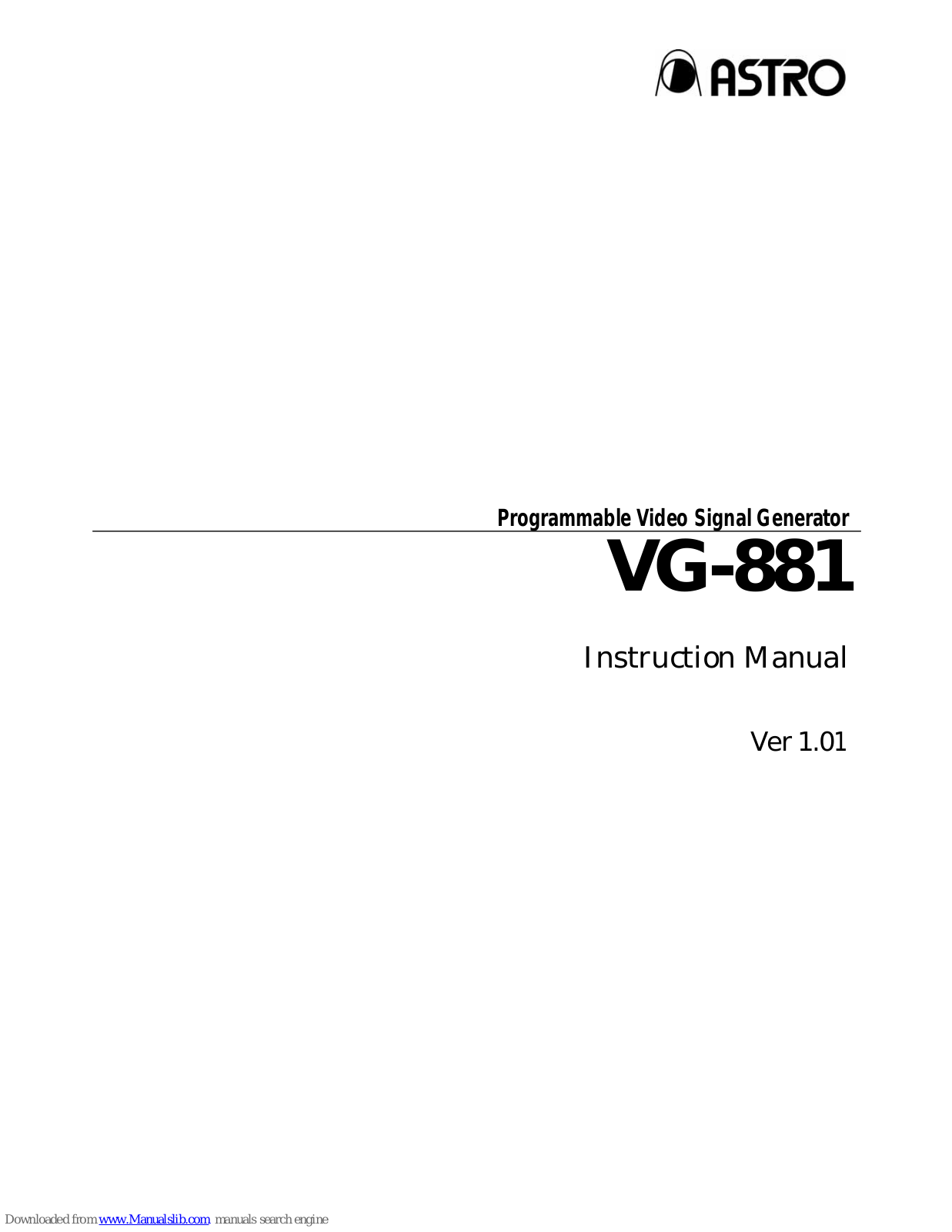 ASTRO VG-881 Instruction Manual