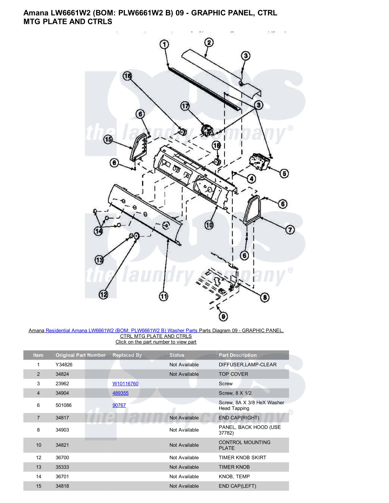 Amana LW6661W2 Parts Diagram