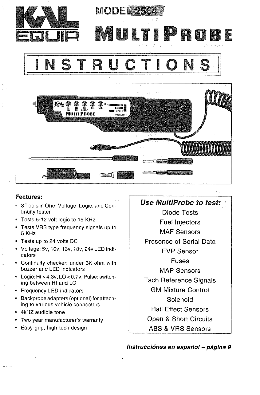 KAL EQUIP 2564 User Manual