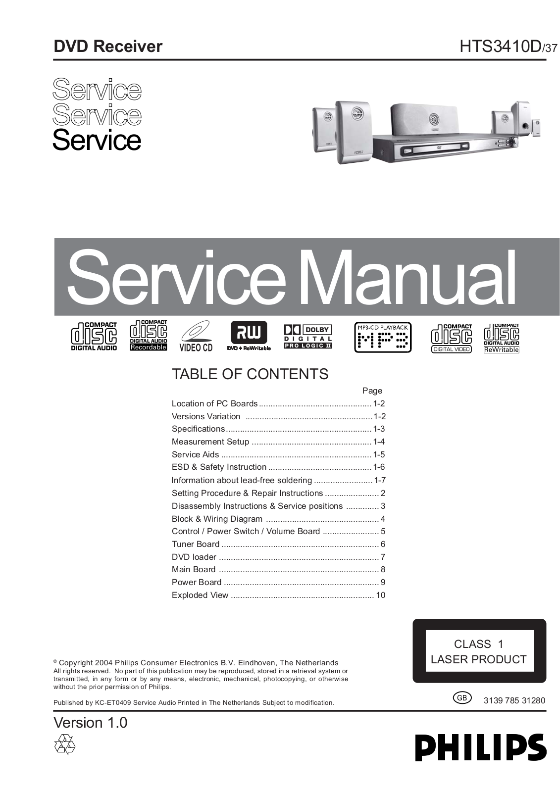 Philips HTS3410D-37 Service Manual