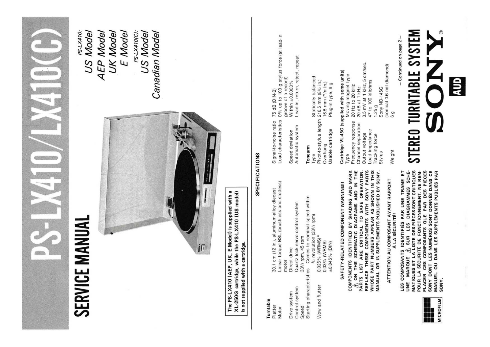 Sony PS-LX410C, PS-LX410 Service Manual