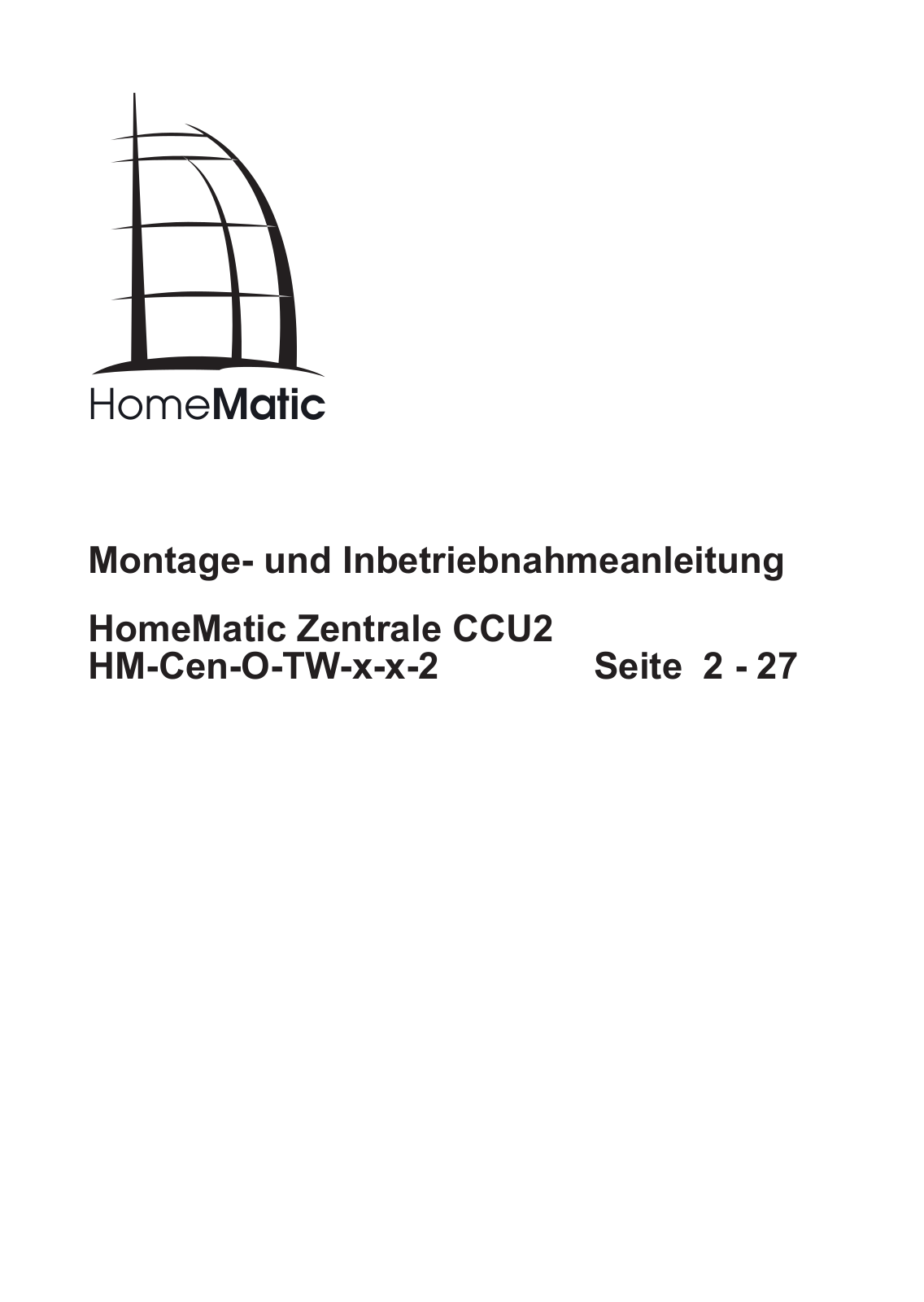 Homematic CCU2 Assembly Instructions