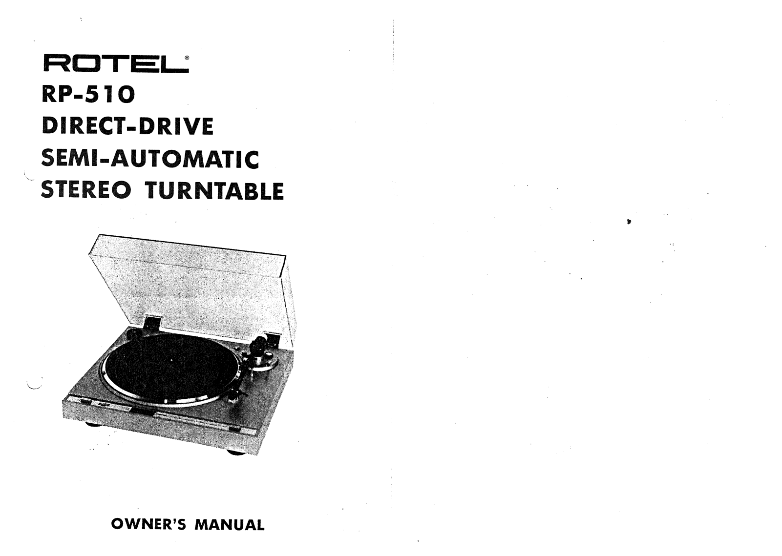 Rotel RP-510 User Manual