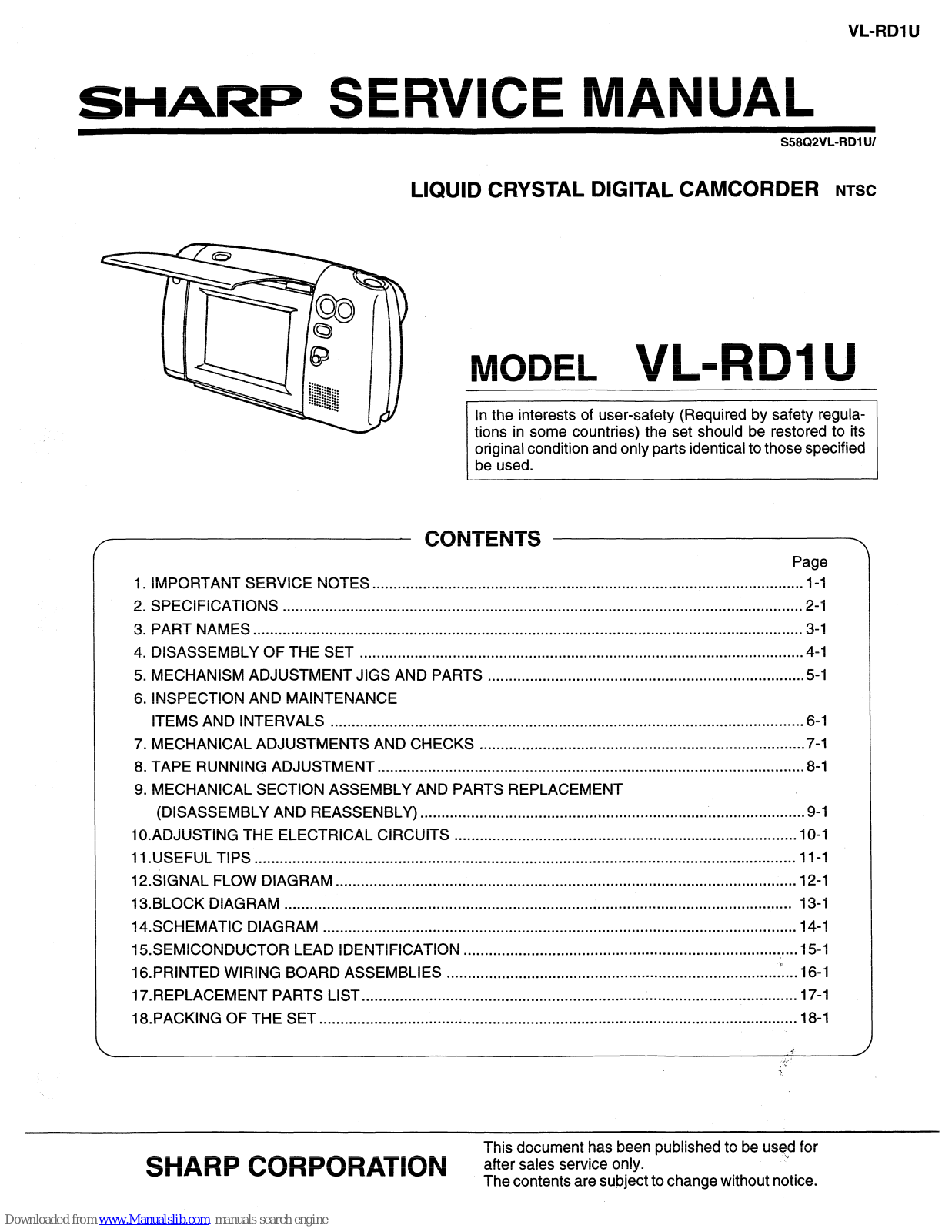 Sharp VL-RDI U Service Manual - ManualMachine.com