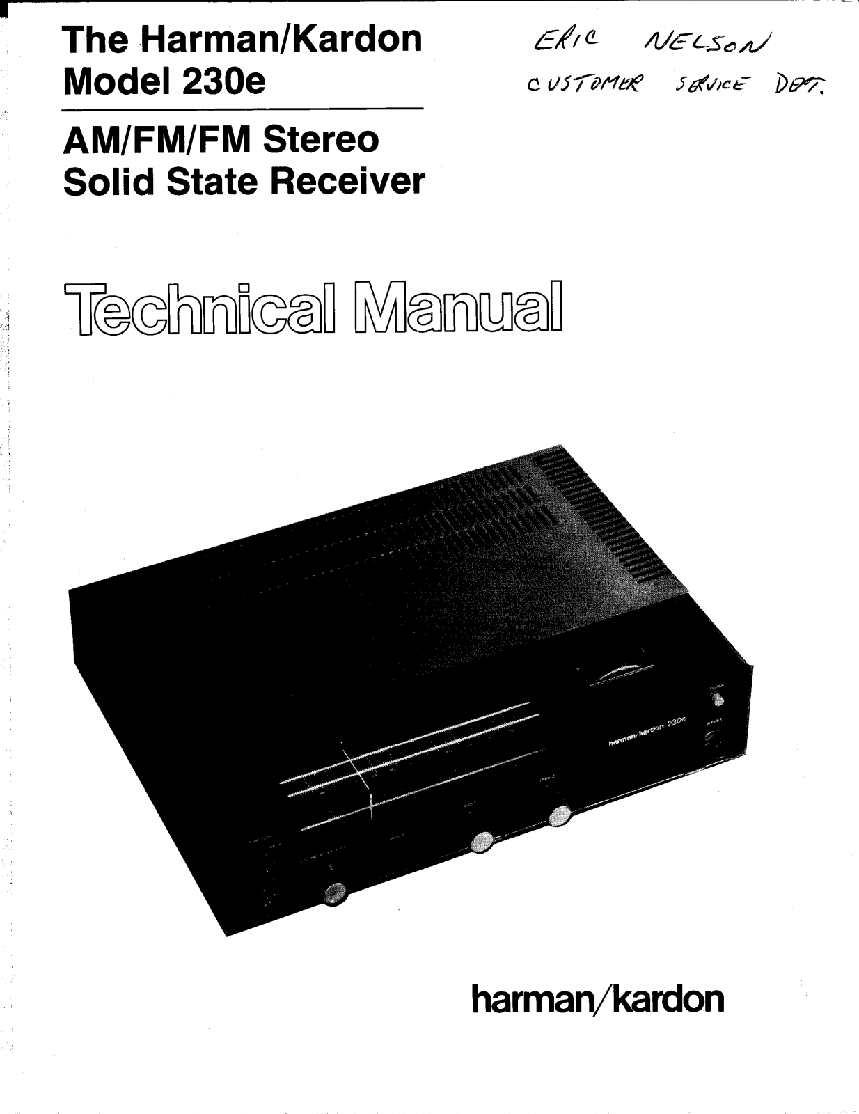 Harman Kardon 230-E Service manual