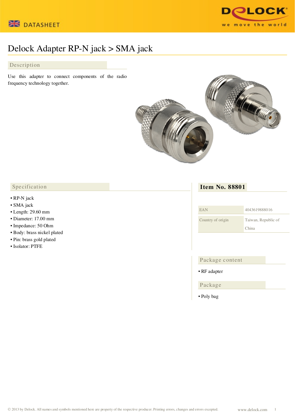 DeLOCK 88801 User Manual