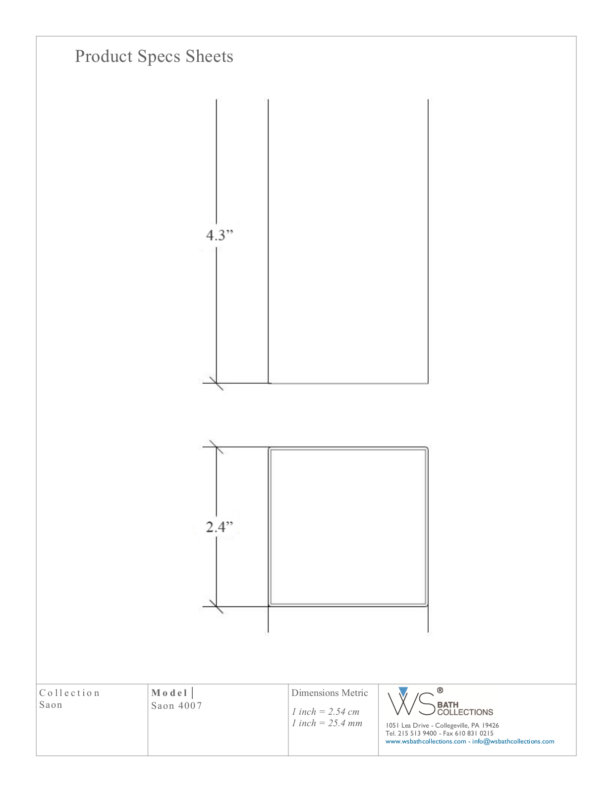 WS Bath Collections WSO1869 Specifications - ManualMachine.com
