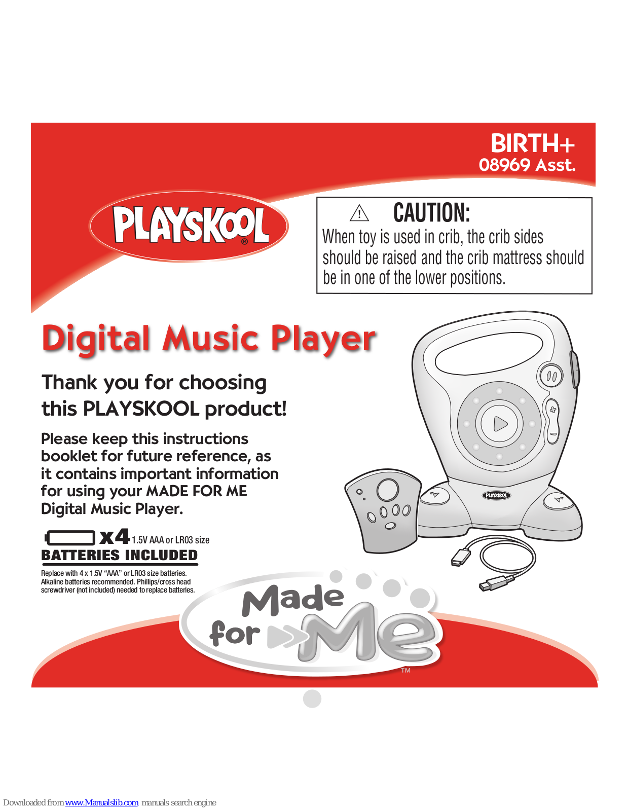 Playskool Made for Me Digital Music Player, Made for Me 08969 User Manual