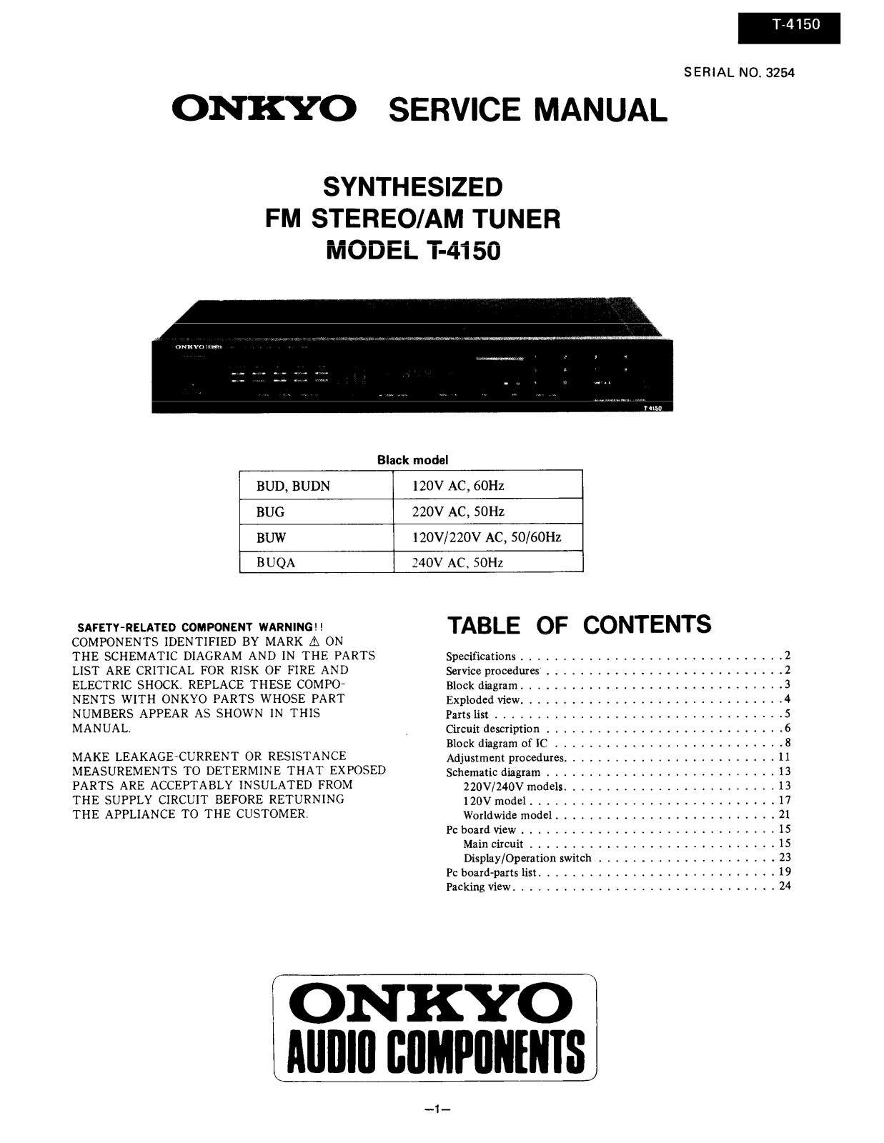 Onkyo T-4150 Service manual