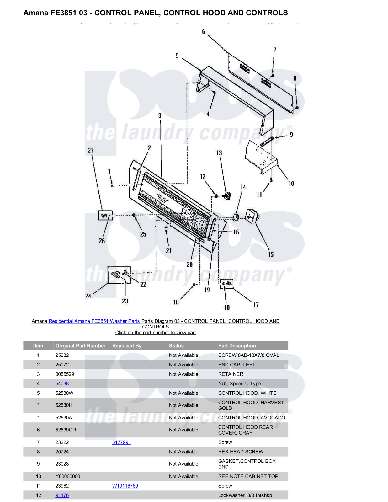 Amana FE3851 Parts Diagram