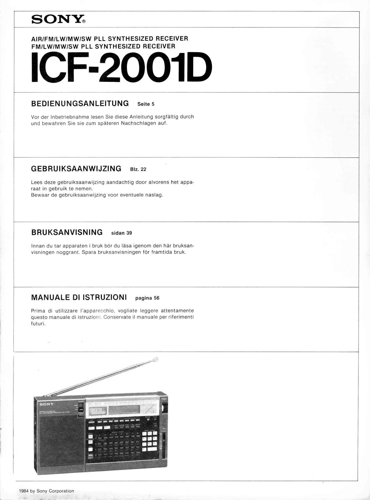 Sony ICF-2001D User Manual