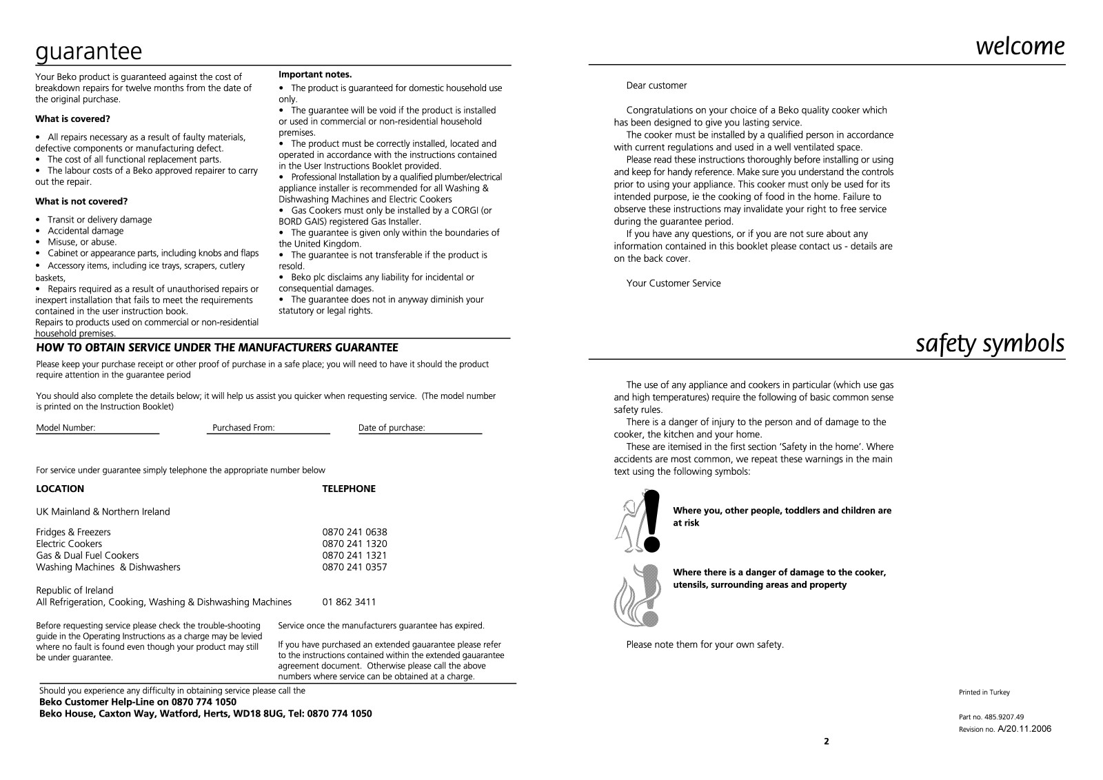 Beko DG5822 User Manual