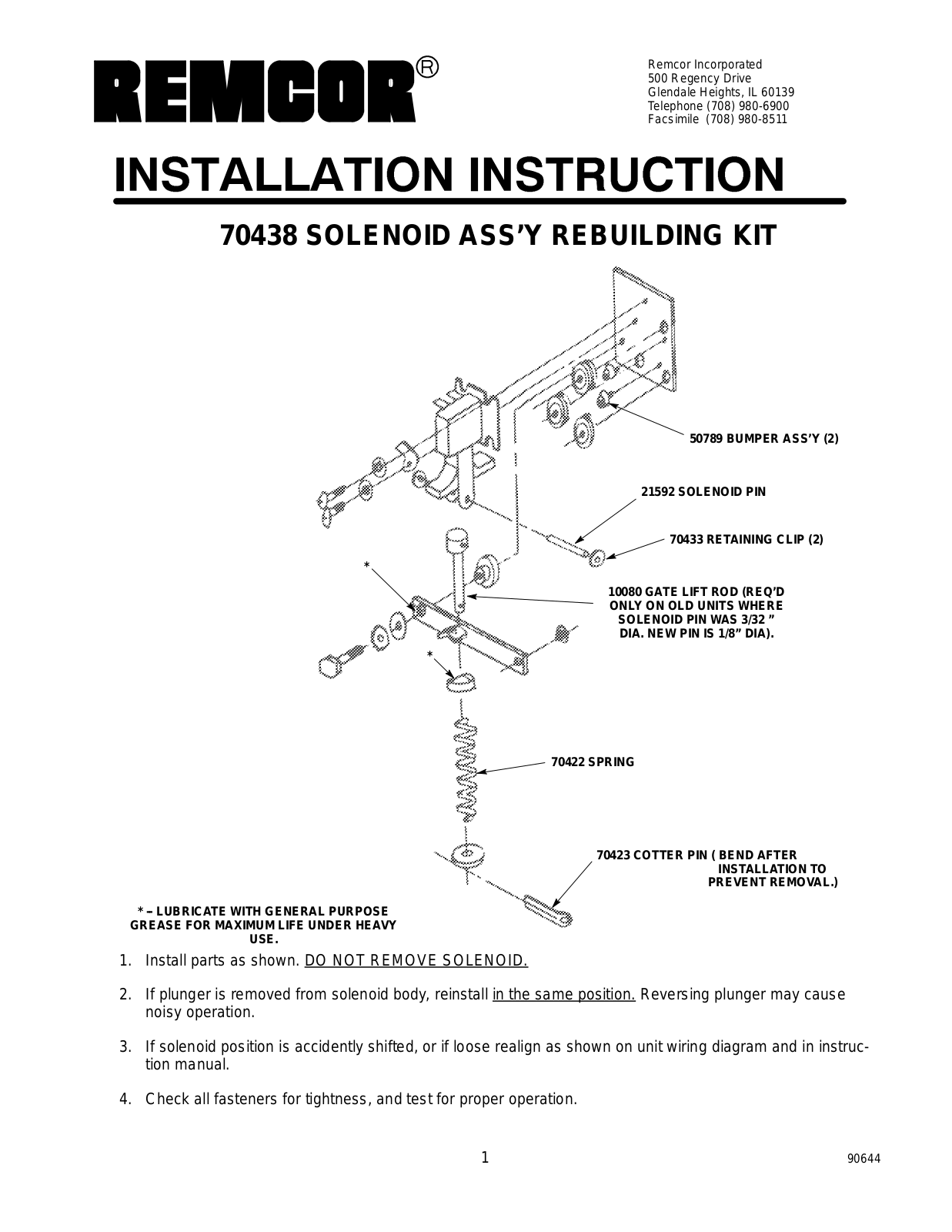 Remcor 70438 Installation  Manual - ManualMachine.com