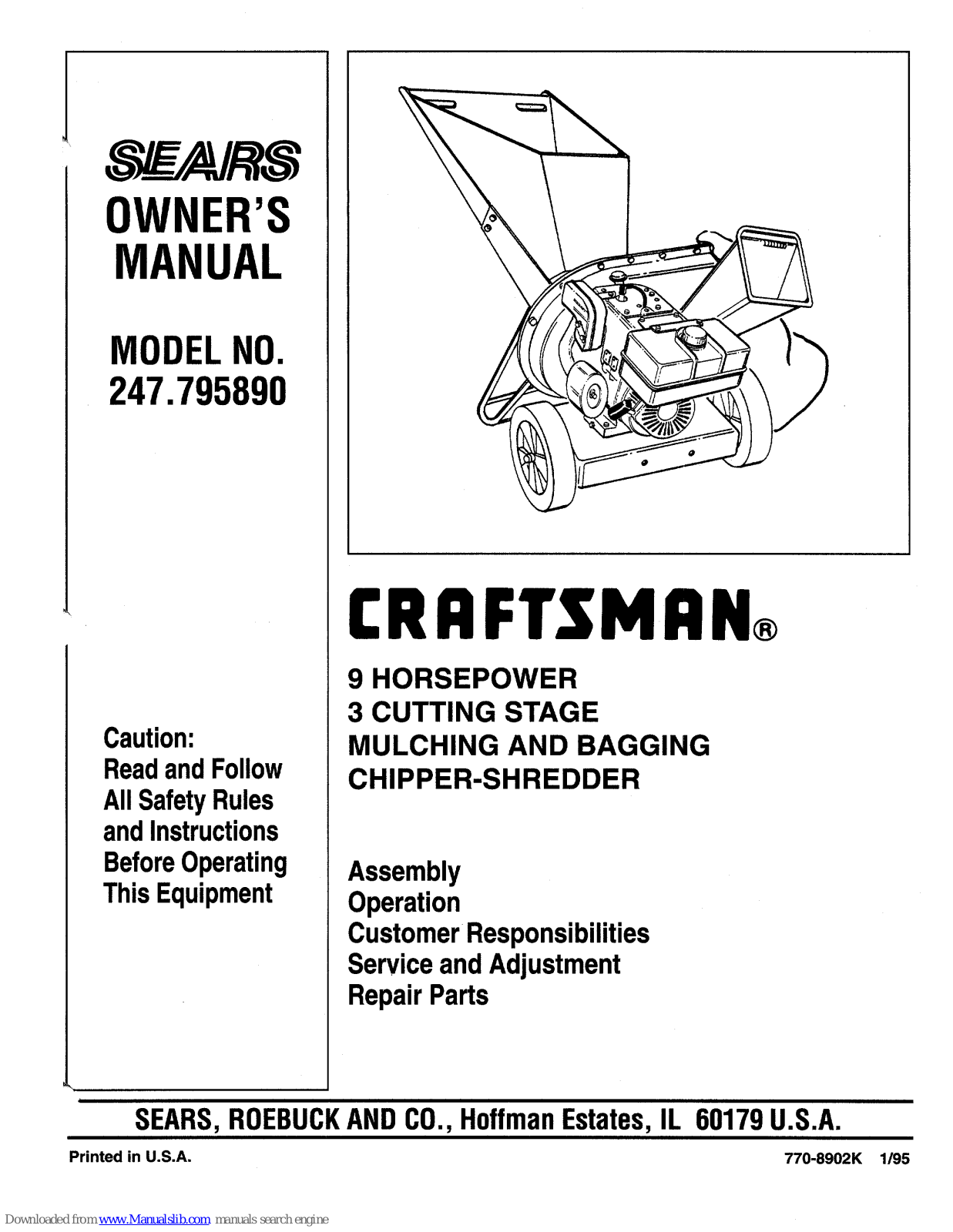 Sears Craftsman 247-795890 Owner's Manual